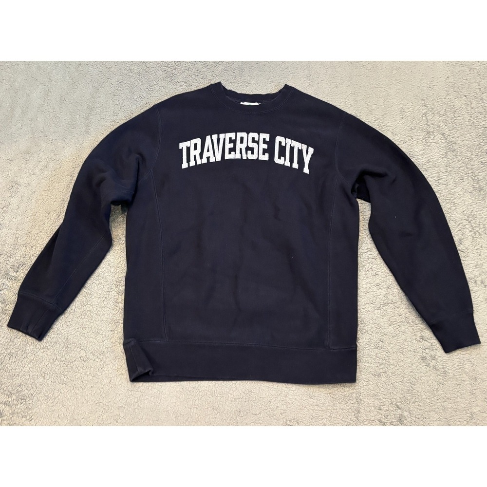 Traverse City Crewneck Sweatshirt Mens Small Blue Independent Trading Company